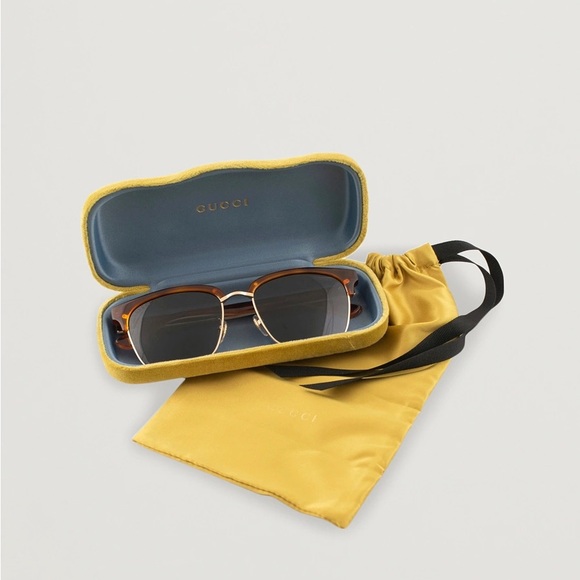 New Authentic Gucci GG0382S Sunglasses Havana/Blue Men Sunglasses - Picture 5 of 17